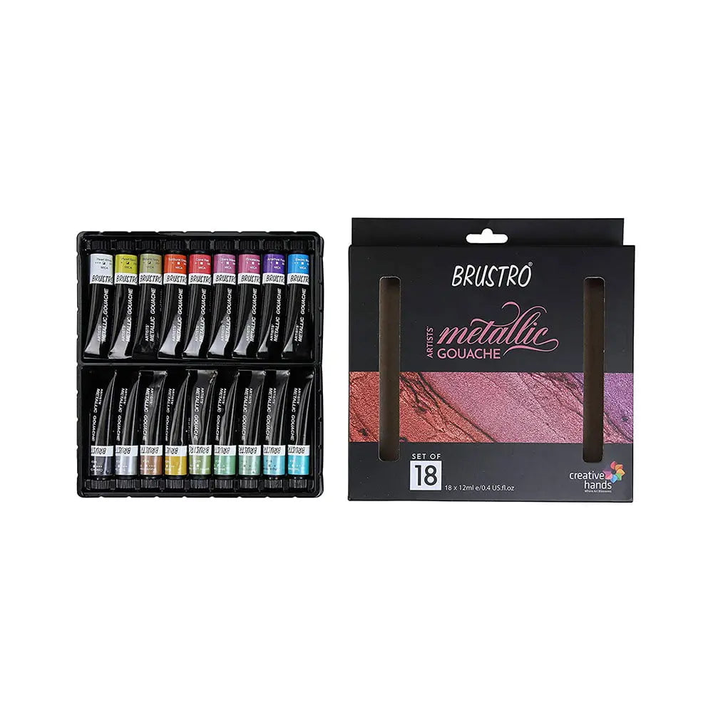 Brustro Artists Metallic Gouache Set Of 18 (12ml Tubes) Brustro